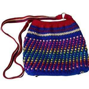 Handmade Beaded Crochet Shoulder Bag | Boho Rainbow Festival Purse